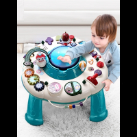 宝宝早教多功能游戏桌婴儿智扣玩具男孩学习桌儿童1-3岁2周岁礼物 豪华升级版红_话筒