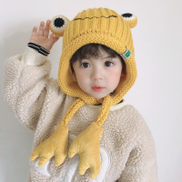 儿童帽子秋冬毛线护耳保暖帽魅扣青蛙可爱超萌男女童宝宝帽子冬季洋气