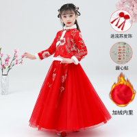 女童汉服魅扣唐装加绒加厚儿童古装超仙中国风连衣裙冬装新年长袖拜年