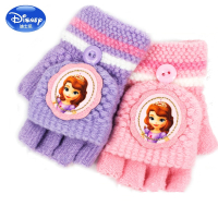 迪士尼(DISNEY)儿童手套女苏菲亚公主冬季半指翻盖保暖冰雪女孩小学生手套