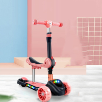 多功能儿童滑板车魅扣三合一1-2-3-6岁宝宝可坐可折叠小孩溜溜滑滑车