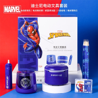 迪士尼电动文具套装组合儿童自动转笔刀橡皮擦小学生文具大礼包便携式_蜘蛛侠
