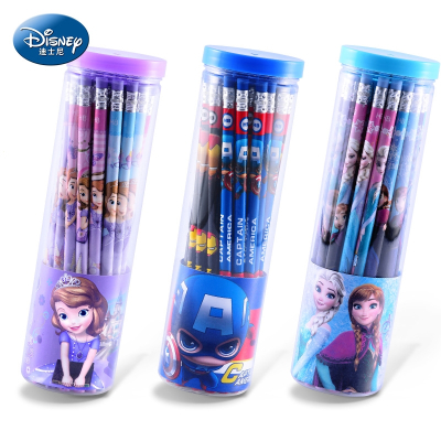 迪士尼(DISNEY)儿童铅笔小学生男女宝宝卡通30支桶装木质三角笔杆洞洞铅笔