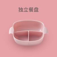 运智贝 儿童餐盘男孩女孩宝宝幼儿婴儿分格分隔吸盘套装勺子三格辅食碗_粉红色-独立餐盘