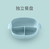 运智贝 儿童餐盘男孩女孩宝宝幼儿婴儿分格分隔吸盘套装勺子三格辅食碗_蓝色-独立餐盘