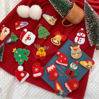 圣诞节发夹魅扣刘海碎发侧边夹子毛线针织可爱鹿角儿童发卡bb夹发饰品