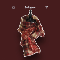 红色格子仿羊绒围巾魅扣女秋冬百搭保暖格纹学生圣诞礼物双面围脖披肩