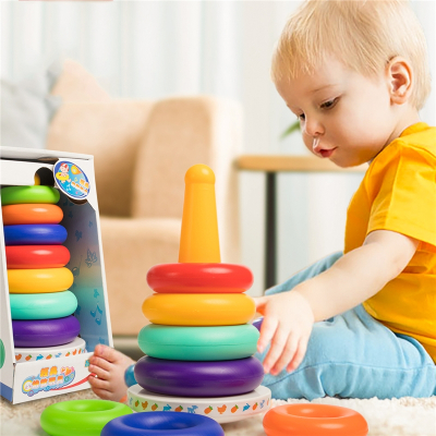 叠叠乐儿童彩虹塔套圈魅扣2周岁婴幼早教宝宝玩具
