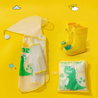 魅扣儿童雨衣女童男童幼儿园雨披小童男孩斗篷式宝宝雨鞋套装