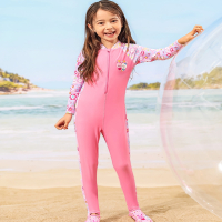 魅扣儿童泳衣女孩中大童长袖连体女童训练游泳衣女小童防晒泳装