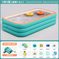 充气游泳池婴儿童家用宝宝加厚游泳桶室外智扣大型成人小孩戏水池滑梯_3米3层豪华套餐有线充抽一体滑梯