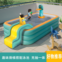 充气游泳池婴儿童家用宝宝加厚游泳桶室外智扣大型成人小孩戏水池滑梯_1.8米3层标准套餐有线充抽一体投篮框