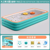 充气游泳池婴儿童家用宝宝加厚游泳桶室外智扣大型成人小孩戏水池滑梯_4.2米3层标准套餐无线充抽一体投篮框