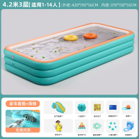 充气游泳池婴儿童家用宝宝加厚游泳桶室外智扣大型成人小孩戏水池滑梯_4.2米3层豪华套餐无线充抽一体滑梯