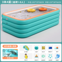 充气游泳池婴儿童家用宝宝加厚游泳桶室外智扣大型成人小孩戏水池滑梯_3米4层豪华套餐无线充抽一体滑梯