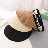 儿童防晒帽夏季空顶大檐遮阳草帽子女孩太阳帽智扣男女宝宝沙滩凉帽