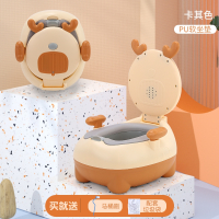 儿童马桶坐便器宝宝婴幼儿专用训练厕所智扣男女孩通用起夜尿盆_卡其色pu软坐垫含刷子袋子100个