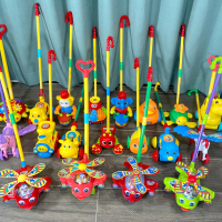 儿童学步手推飞机玩具推车轮独轮推推乐单杆学走路带响铃吐舌头