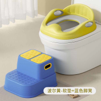 儿童马桶圈垫智扣坐便器宝宝男女小孩专用座垫洗手台阶家用尿厕所盖板_艾草绿不凉PP-升级PU软垫二阶脚凳