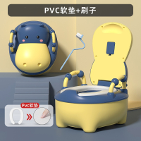 儿童马桶坐便器智扣小男孩女宝宝婴幼儿训练厕所家用便盆尿桶尿盆_软垫PVC款黄蓝送刷子←柔软舒适