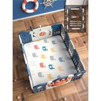 婴儿游戏围栏智扣儿童爬行垫护栏宝宝地上学步室内栅栏_威尼斯螃蟹蓝142含2CM厚爬行垫送海洋球