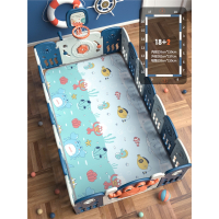 婴儿游戏围栏智扣儿童爬行垫护栏宝宝地上学步室内栅栏_威尼斯螃蟹蓝182篮球架含2CM厚爬行垫送海洋球