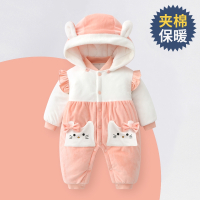 女宝宝连体衣秋冬套装魅扣新生婴儿儿衣服冬季过年拜年公主超洋气冬装