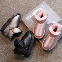 2022冬季新款儿童雪地靴魅扣韩版男女童皮面短靴宝宝大棉保暖靴子