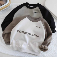 儿童卫衣魅扣春秋款男童冬款加绒插肩袖半高领保暖衣中大童一体绒卫衣