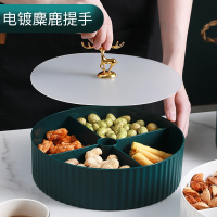 时光旧巷创意新年干果盒轻奢麋鹿糖果盒多层分格果盘家用单双层带盖零食盘