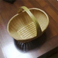 竹编制品家用椭圆形手提篮买菜篮购物篮时光旧巷竹青编织鸡蛋篮竹篮子