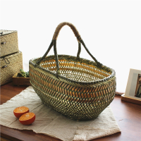 竹编制品竹篮子家用手提菜篮野餐篮子鸡蛋篮时光旧巷水果收纳农家竹筐
