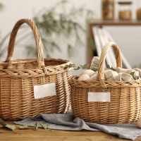 编织户外野餐篮手提购物篮水果篮子时光旧巷竹编竹篮收纳筐小篮子