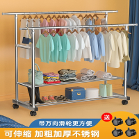 不锈钢双杆晾衣架落地折叠阳台家用晒衣架伸缩时光旧巷室外晒被挂衣架