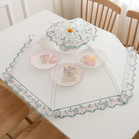 饭菜罩子防苍蝇盖家用菜罩折叠拆洗餐桌罩时光旧巷收纳食物饭罩双骨防尘遮装饰摆件