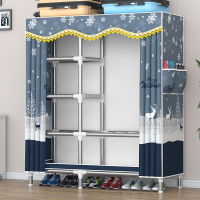 布衣柜全钢架加粗加厚家用卧室出租房用简易衣柜结实组装结构