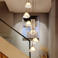 楼梯灯长吊灯美式餐厅复式公寓灯欧式loft旋转别墅楼梯间吊灯