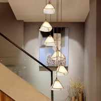 楼梯灯长吊灯美式餐厅复式公寓灯欧式loft旋转别墅楼梯间吊灯