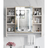 太空铝智能浴室镜柜古达挂墙式单独小户型卫生间镜子带置物架现代简约