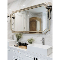 定制欧式卫生间镜子古达复古壁挂洗脸镜美式轻奢洗澡间镜子家用挂墙浴室镜