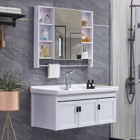 北欧新款太空铝洗脸盆古达浴室柜组合现代简约一体陶瓷洗手盆卫生间