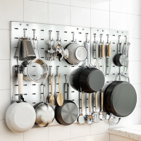 洞洞板304不锈钢厨房放锅挂架古达墙上收纳置物架勺铲挂钩