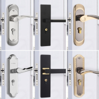 房门锁家用通用型卧室内门黑色锁具三件套老式门把手旧门换锁