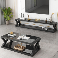 古达电视柜茶几组合简约现代客厅茶桌钢化玻璃卧室家用小户型电视机柜