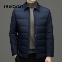 欧卡奥品牌衬衫男长袖鸭羽绒衬衣2021新款春季潮流韩版商务休闲简约保暖男装外套