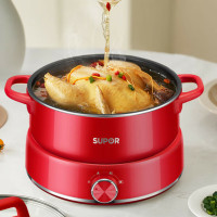 苏泊尔(SUPOR)多功能锅H22Y家用3升电热煮火锅蒸锅炒锅分体式不粘锅易清洗上蒸下煮 带不锈钢蒸笼