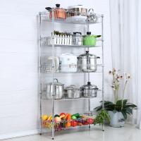 千依 不锈钢色水果蔬菜蓝架子厨房置物架层架五层收纳架落地金属储物架