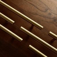 现代简约北欧黄铜长条拉手橱柜衣柜欧式美式抽屉五金纯铜把手