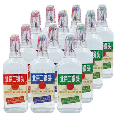 永丰牌 北京二锅头 清香型白酒(出口型小方瓶)永丰二锅头42度 500ml*12瓶 红蓝绿标混色 新包装发货