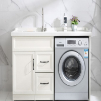 古达太空铝洗衣机柜子阳台手脸盆台面一体带搓板组合滚筒